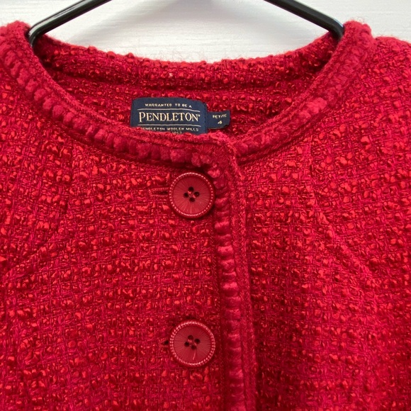 VTG Pendleton Women’s Red Wool Blend Cropped Blazer Jacket Red Size 4 - Picture 5 of 10